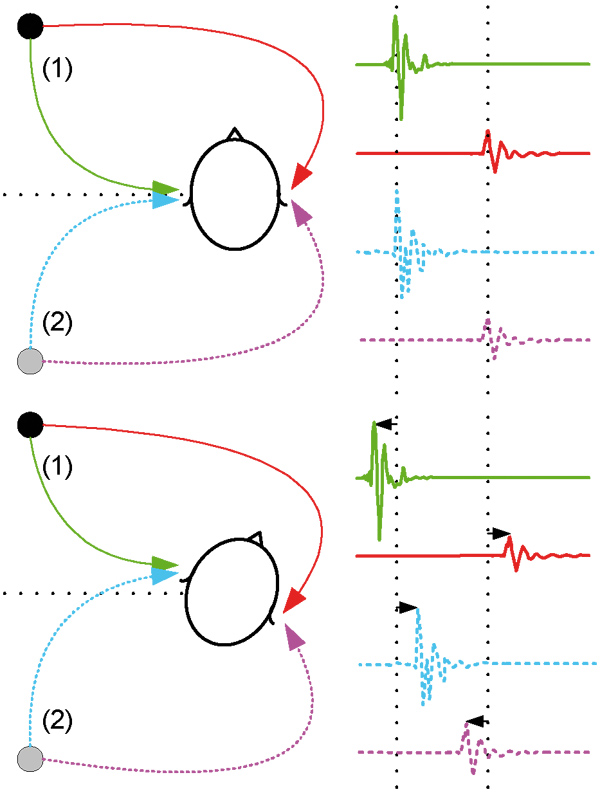 Variance of ITD depending on the relative head orientation of the user.