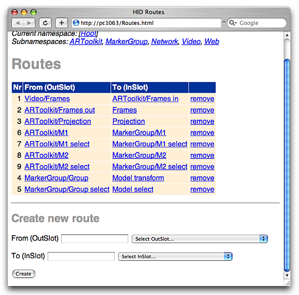 Screen shots of the web interface that allows to control the device management system.