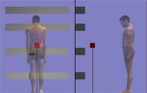 Third person viewpoint. Targets' height are approximatively at the level of each part of the shelf rendered in grey.