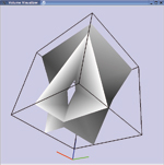 Isosurface in a cell within 1 body saddle point and 1 face saddle point it its bottom face. The right bottom image is the same case than the left bottom one, only the viewpoint changes.