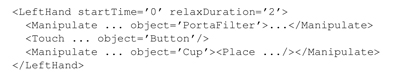 Example action unit containing a sequence of three actions.