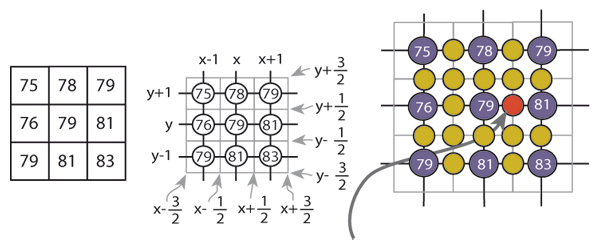 Image patch as (a) Pixels (b) Addressed point samples (c) Pixel maps